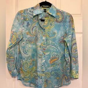 Women’s Ralph Lauren small summer button down shirt sheer